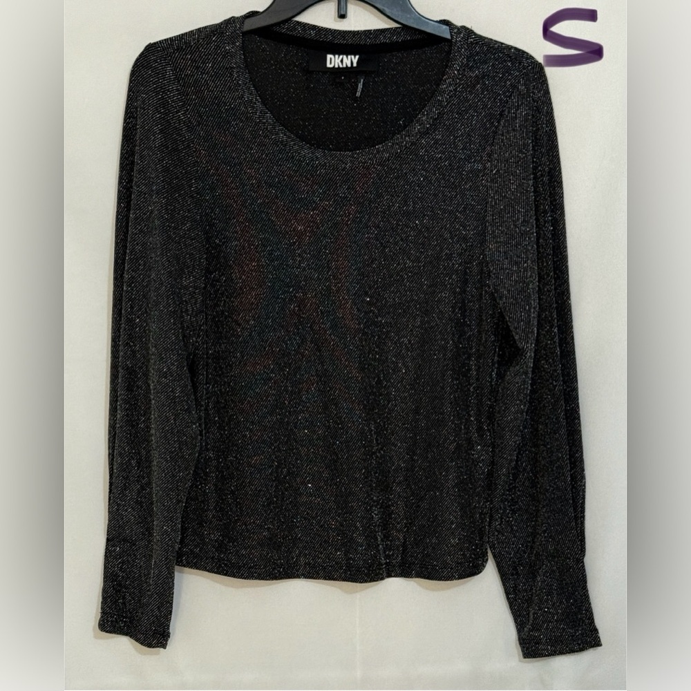 DKNY Black Sparkle Long Sleeve Blouse